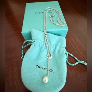 Authentic Tiffany & Co. Elsa Peretti Open Heart Pearl Lariat necklace - FINAL